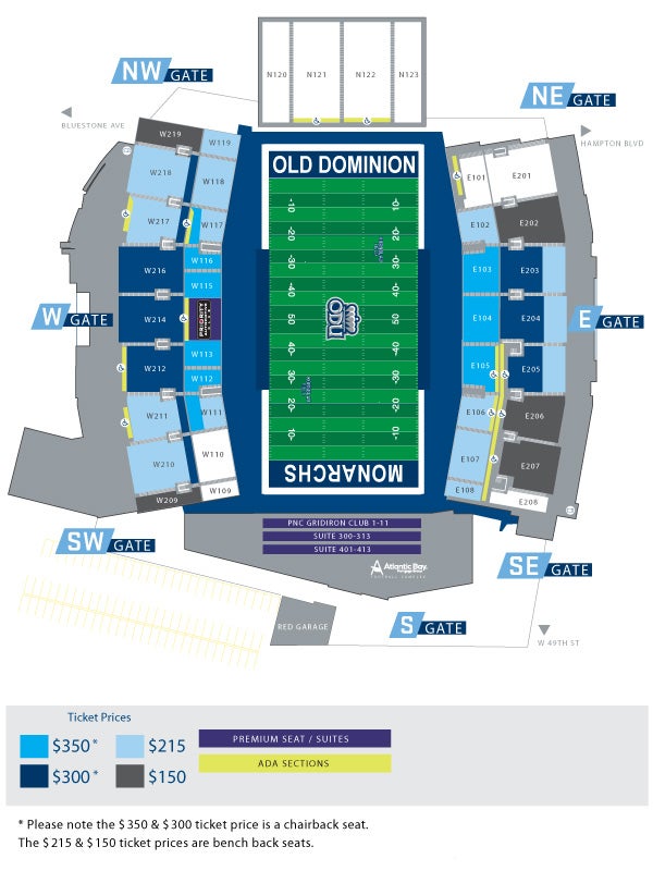 YNOTTix Online Ticket Office Event/Item List for "ODU Football